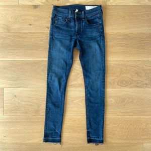 Rag & Bone ankle skinny jeans release hem blue
